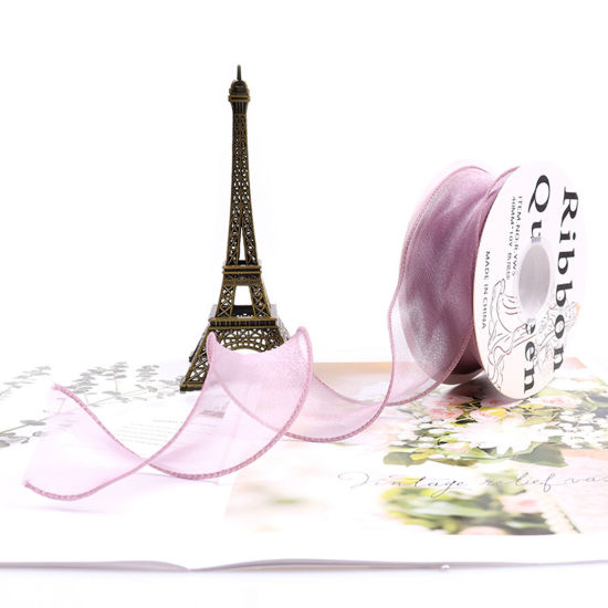 Picture of Organza Satin Gift Flower Packaging Ribbon Purple 4cm, 1 Roll (Approx 9.1 M/Roll)