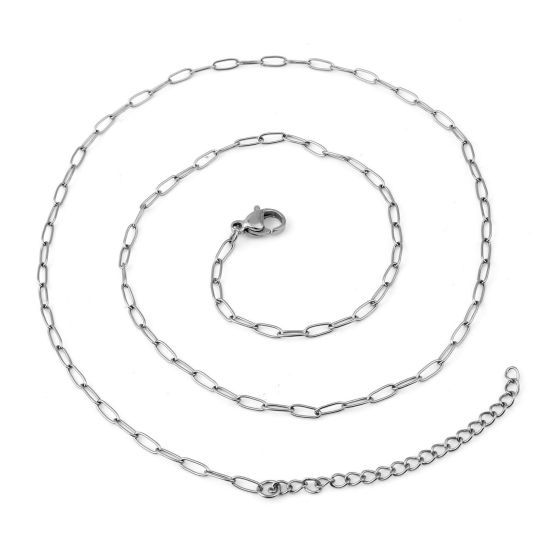 Picture of Wholesale Link Cable Chain Necklace, Silver Tone 304 Stainless Steel, Unisex Stylish Minimalist Gift Jewelry For Retailer, 46.5cm(18 2/8") long, Chain Size: 2.2mm, 1 Piece