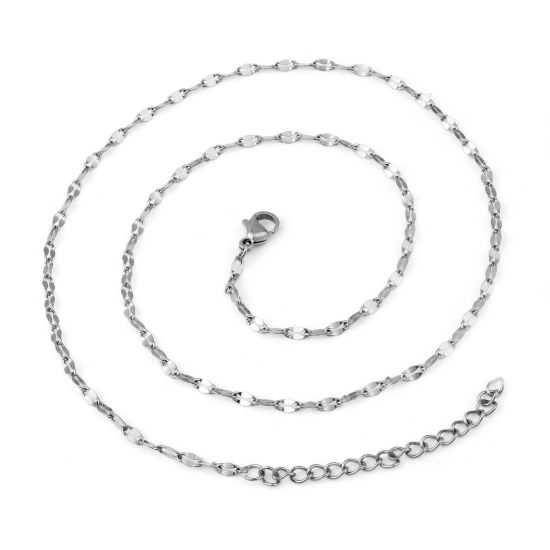 Picture of Wholesale Lips Chain Necklace, Silver Tone 304 Stainless Steel, Unisex Stylish Minimalist Gift Jewelry For Retailer, 46cm(18.1") long, Chain Size: 2.4mm, 1 Piece