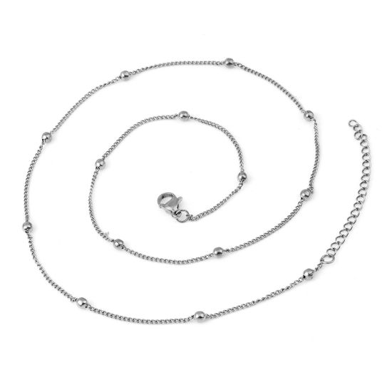Picture of Wholesale Ball Chain Necklace, Silver Tone 304 Stainless Steel, Unisex Stylish Minimalist Gift Jewelry For Retailer, 46.5cm(18 2/8") long, Chain Size: 3mm, 1 Piece