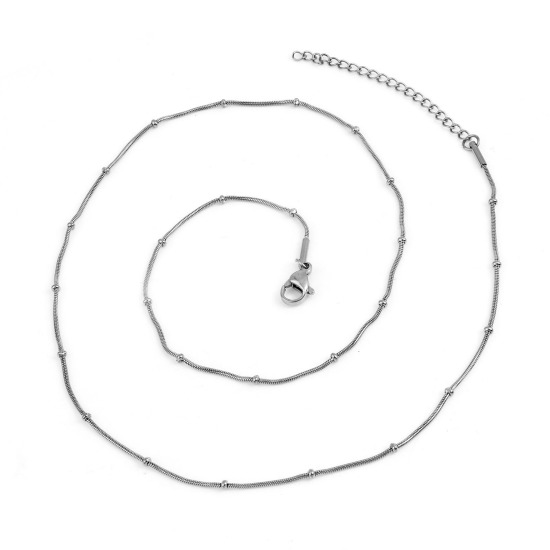 Picture of Wholesale Snake Chain Necklace, Silver Tone 304 Stainless Steel, Unisex Stylish Minimalist Gift Jewelry For Retailer, 47cm(18.5") long, Chain Size: 2mm, 1 Piece
