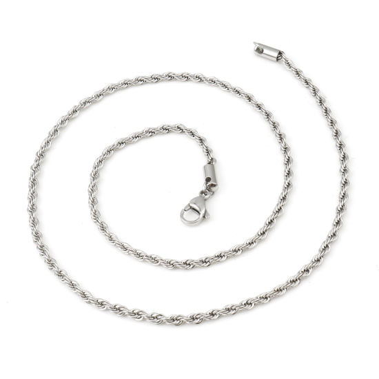 Picture of 304 Stainless Steel Braided Rope Chain Necklace Silver Tone 51.5cm(20 2/8") long, 1 Piece