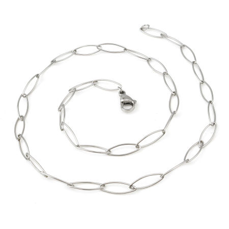 Image de Colliers En Gros Argent Mat en 304 Acier Inoxydable, Marquise Chaîne Maille Forçat, Unisexe Élégant Minimaliste Cadeau Bijoux pour Détaillants 51cm long, Taille de la Chaîne: 5mm, 1 Pièce