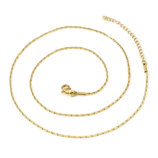 Picture of 1 Piece Vacuum Plating 304 Stainless Steel Crimpable Chain Necklace For DIY Jewelry Making Gold Plated 47cm(18 4/8") long