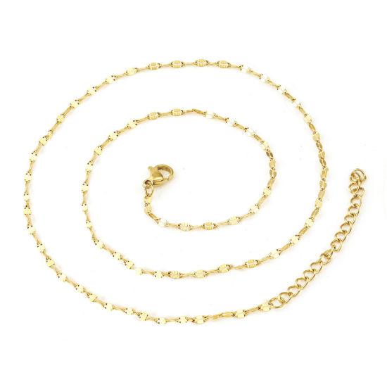 Picture of 1 Piece Vacuum Plating 304 Stainless Steel Lips Chain Necklace For DIY Jewelry Making Gold Plated 46cm(18 1/8") long