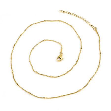 Image de Colliers En Gros Doré en 304 Acier Inoxydable, Chaîne Maille Serpent, Unisexe Placage sous Vide Élégant Minimaliste Cadeau Bijoux pour Détaillants 47cm long, Taille de la Chaîne: 2mm, 1 Pièce