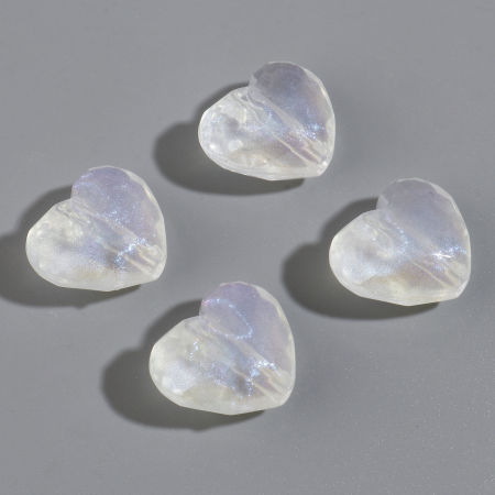 Picture of Acrylic Valentine's Day Beads Transparent Clear AB Rainbow Color Heart Glitter About 19mm x 16mm, Hole: Approx 2mm, 50 PCs