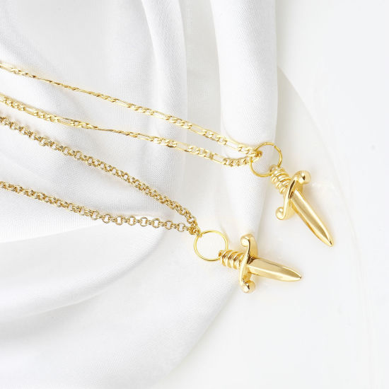 Изображение Латунь Подвески Меч настоящее золото с покрытием 26мм x 14мм, 2 ШТ