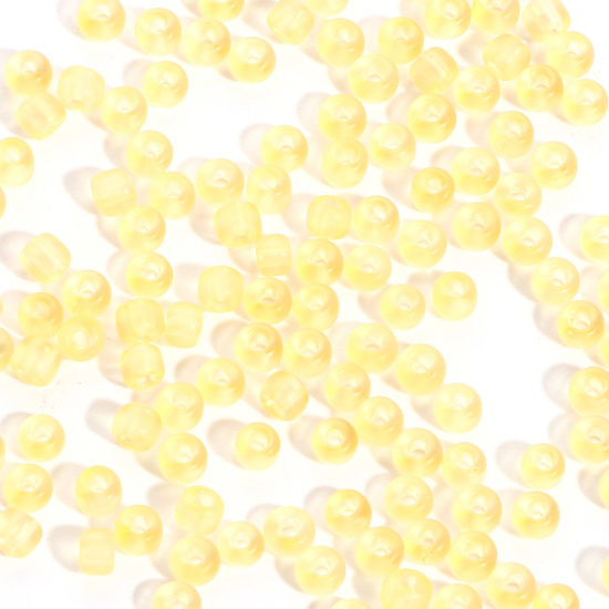 Picture of Glass Seed Beads Round Rocailles Yellow Transparent Frosted 3mm x 2mm, Hole: Approx 0.8mm, 100 Grams