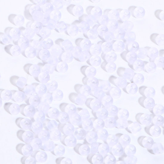Picture of Glass Seed Beads Round Rocailles Transparent Clear Transparent Frosted 3mm x 2mm, Hole: Approx 0.8mm, 100 Grams