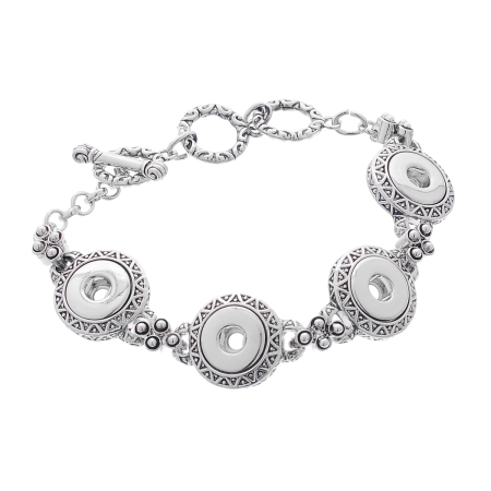 Image de Bracelets à Boutons-Pressions en Alliage de Zinc (Convenir à Bouton Pression: 12mm ) Argent Vieilli 22.2cm long, Trou: 5mm, 1 Pièce