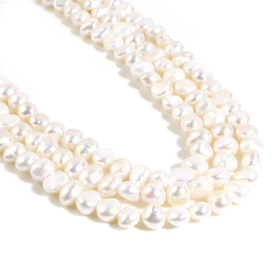 Image de ( Naturel ) Perles Baroque en Perles de Culture d'Eau Douce Irrégulier Blanc, 8x7mm - 7x6mm, Taille de Trou: 0.6mm, 34.5cm Long, 1 Enfilade (Env. 52 Pcs/Enfilade)