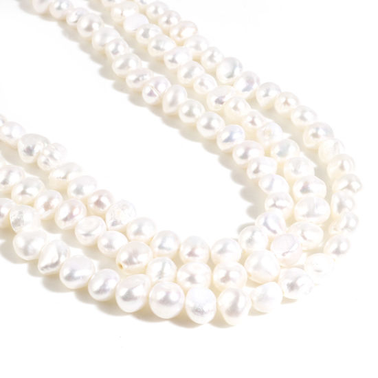 Image de ( Naturel ) Perles Baroque en Perles de Culture d'Eau Douce Irrégulier Blanc, 9x8mm - 7x7mm, Taille de Trou: 0.8mm, 35cm Long, 1 Enfilade (Env. 48 Pcs/Enfilade)