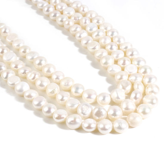 Image de ( Naturel ) Perles Baroque en Perles de Culture d'Eau Douce Irrégulier Blanc, 10x9mm - 8x8mm, Taille de Trou: 0.6mm, 36.5cm Long, 1 Enfilade (Env. 42 Pcs/Enfilade)