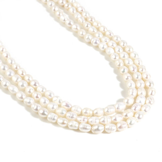 Picture of Natural Freshwater Cultured Pearl Baroque Beads Oval White About 6x4.5mm - 5x3.5mm, Hole: Approx 0.5mm, 35cm(13 6/8") long, 1 Strand (Approx 55 PCs/Strand)
