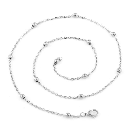 Picture of 304 Stainless Steel Link Cable Chain Necklace For DIY Jewelry Making Silver Tone Handmade 50cm(19 5/8") long, 1 Piece