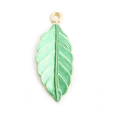 Picture of Zinc Based Alloy Leaf Gold Plated Green Painted