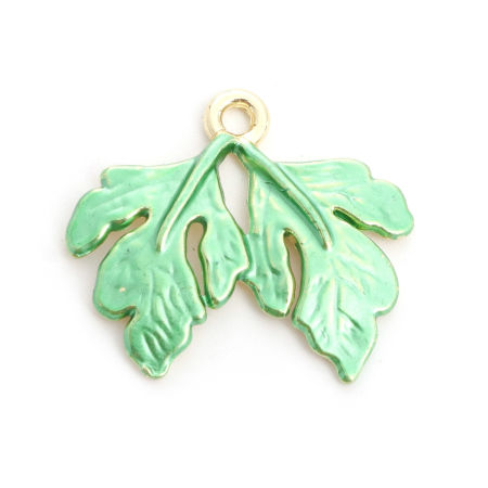 Picture of Zinc Based Alloy Leaf Gold Plated Green Painted
