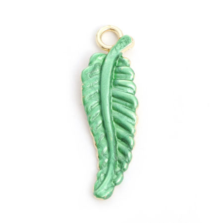 Picture of Zinc Based Alloy Leaf Gold Plated Green Painted