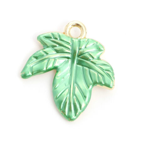 Picture of Zinc Based Alloy Leaf Gold Plated Green Painted
