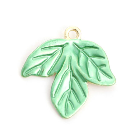 Picture of Zinc Based Alloy Leaf Gold Plated Green Painted