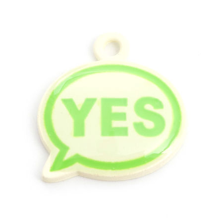 Picture of Zinc Based Alloy Charms Multicolor Dialog Box Word Message Painted 18mm x 18mm