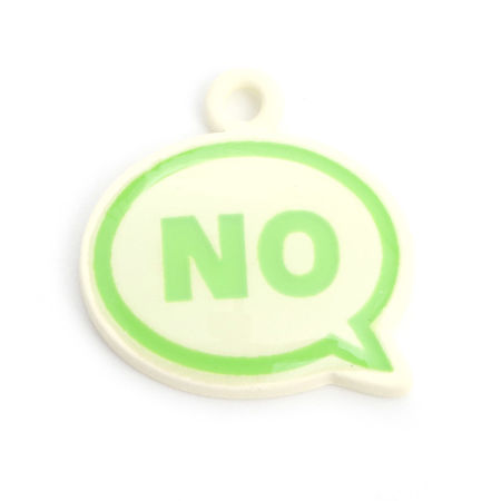 Picture of Zinc Based Alloy Charms Multicolor Dialog Box Word Message Painted 18mm x 18mm