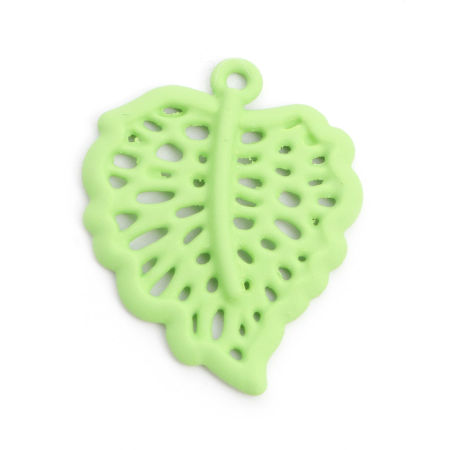 Picture of Zinc Based Alloy Charms Leaf Multicolor Painted 25mm x 20mm