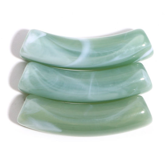 Image de Perles en Acrylique Tube Courbé Vert Sauge 3.2cm x 0.8cm, Trou: env. 1.6mm, 50 Pcs