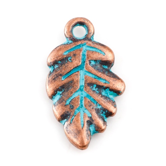 Picture of Zinc Based Alloy Patina Charms Leaf Antique Copper 19mm x 11mm, 20 PCs