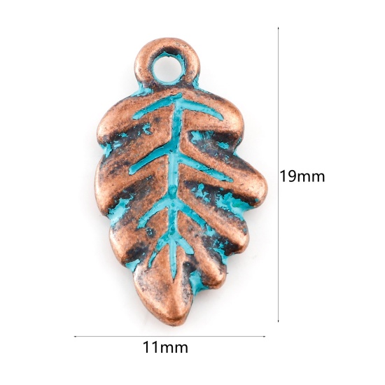 Picture of Zinc Based Alloy Patina Charms Leaf Antique Copper 19mm x 11mm, 20 PCs