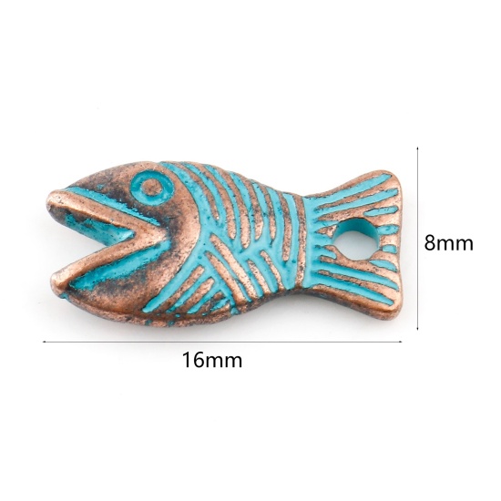 Picture of Zinc Based Alloy Patina Charms Fish Animal Antique Copper 16mm x 8mm, 20 PCs