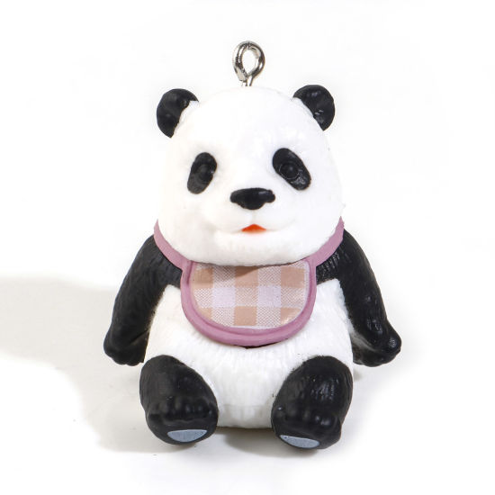 Image de Pendentifs Mignon en Résine Panda 3D Blanc 3.5cm x 3cm, 1 Pièce