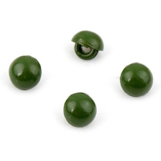 Picture of Zinc Based Alloy Metal Sewing Shank Buttons Single Hole Dark Green Mushroom 4mm Dia., 20 PCs