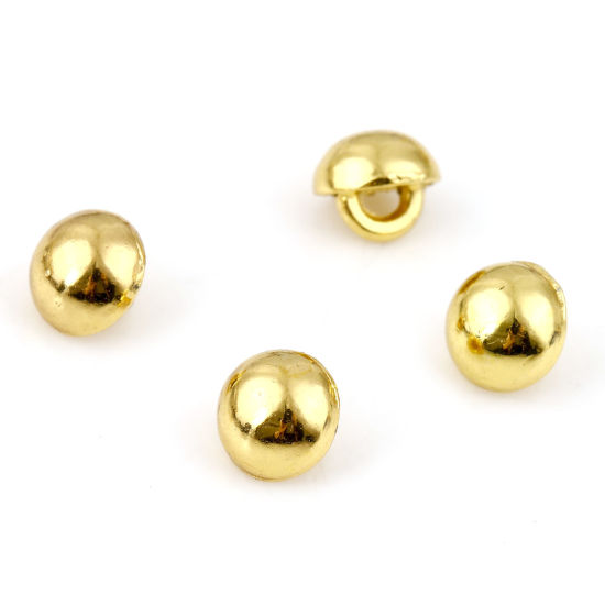 Picture of Zinc Based Alloy Metal Sewing Shank Buttons Single Hole Gold Plated Mushroom 4mm Dia., 20 PCs