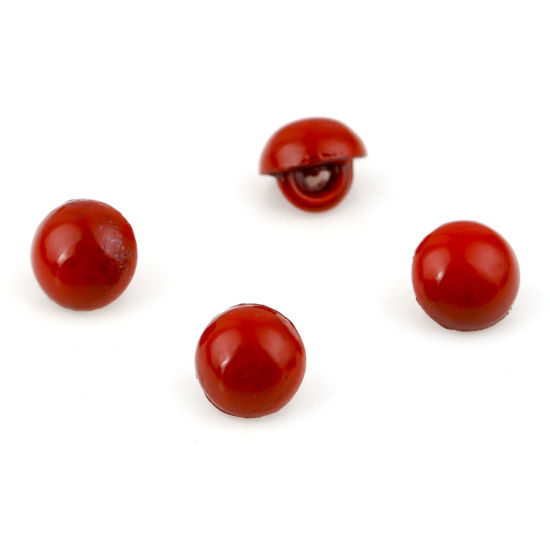 Picture of Zinc Based Alloy Metal Sewing Shank Buttons Single Hole Red Mushroom 4mm Dia., 20 PCs