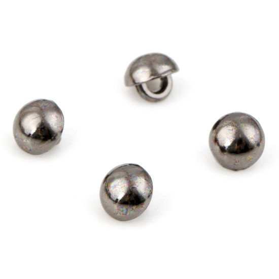Picture of Zinc Based Alloy Metal Sewing Shank Buttons Single Hole Gunmetal Mushroom 4mm Dia., 20 PCs