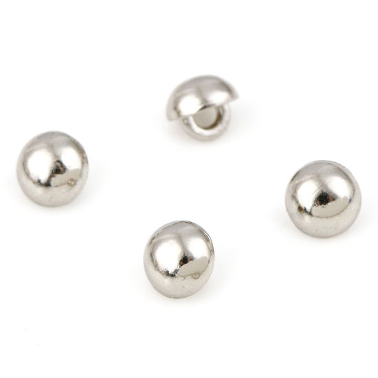 Picture of Zinc Based Alloy Metal Sewing Shank Buttons Single Hole Silver Tone Mushroom 4mm Dia., 20 PCs