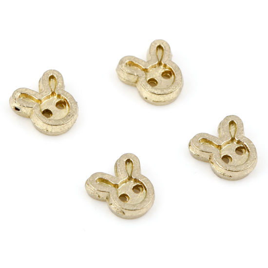 Picture of Zinc Based Alloy Metal Sewing Buttons 2 Holes Gold Plated Rabbit Animal 5mm x 4mm, 50 PCs