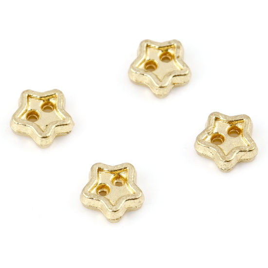 Picture of Zinc Based Alloy Galaxy Metal Sewing Buttons 2 Holes Gold Plated Pentagram Star 5mm x 4mm, 50 PCs