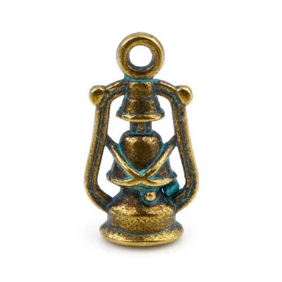 Imagen de Zamak 3D Colgantes Charms Lámpara de Kerosene Tono Bronce Patina 20mm x 11mm, 20 Unidades