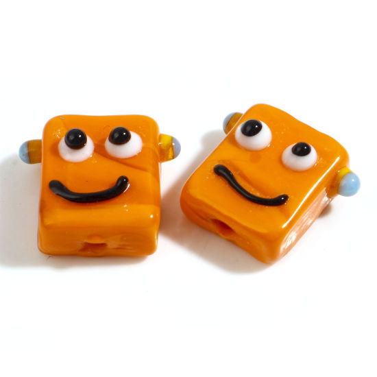 Bild von Muranoglas Perlen Roboter Orange ca 18mm x 16mm, Loch:ca. 1.6mm, 2 Stück