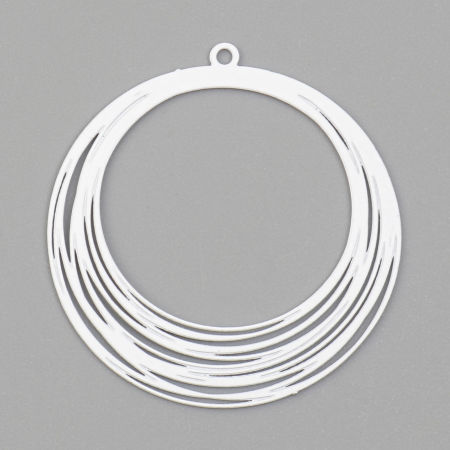 Image de Pendentifs Estampe en Filigrane en Alliage de Fer Rond Blanc Laqué 3.2cm x 3cm, 10 Pcs