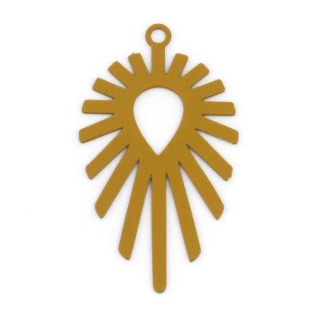 Image de Pendentifs Estampe en Filigrane en Alliage de Fer Goutte d'Eau Kaki Rayons de Soleil Laqué 3cm x 1.7cm, 20 Pcs