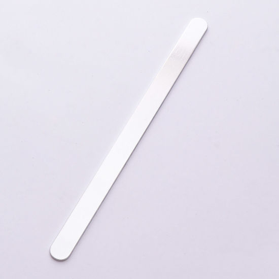 Picture of Aluminum Jewelry Tools 9.5mm Bangle Blank Bar For DIY Cuff Bracelet Making Presents Stamping Jewelry Findings Rectangle Silver Tone 15.2cm(6") long, 1 Piece