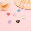 Image de Breloques La Saint Valentin en Alliage de Zinc Cœur Doré Couleur au Hasard Message" LOVE " Émail 15mm x 15mm, 1 Kit