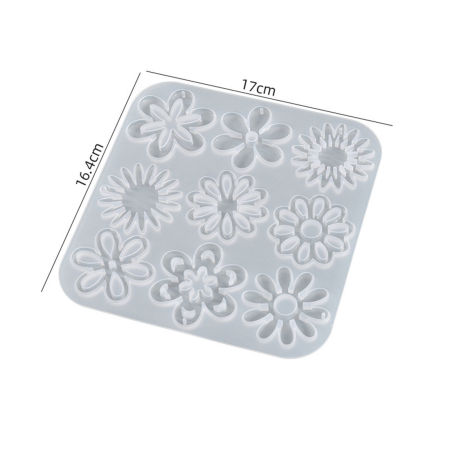 Image de Moule en Silicone Pour Pendentifs de Boucle D'oreille Fleurs Blanc 17cm x 16.4cm, 1 Pièce