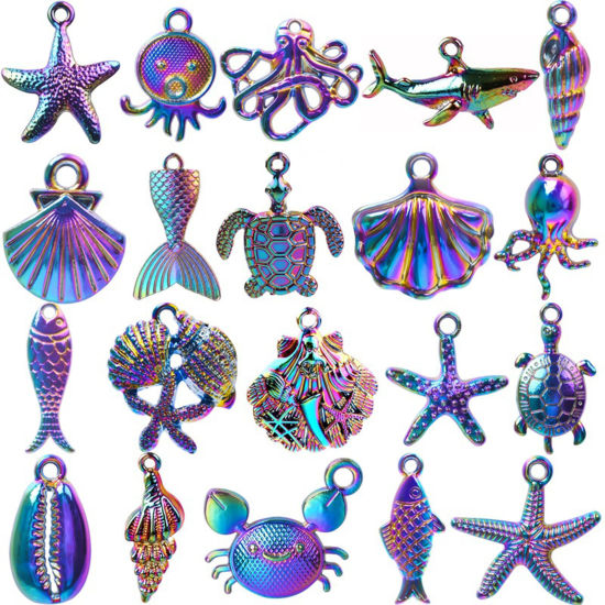 Picture of Zinc Based Alloy Ocean Jewelry Charms Rainbow Color Plated 1 Set ( 20 PCs/Set)