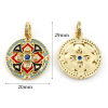 Изображение Латунь Бижутерия усыпанная мелким фианит Подвески 14-каратный золотой цвет Черный & Красный Круглые С Эмалью Разноцветный Искусственный Циркон 29мм x 1 ШТ