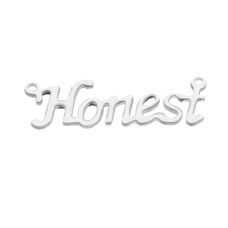 304 Stainless Steel Connectors Findings Silver Tone Word Message " Honest " 31mm(1 2/8") x 10mm( 3/8"), 1 Piece